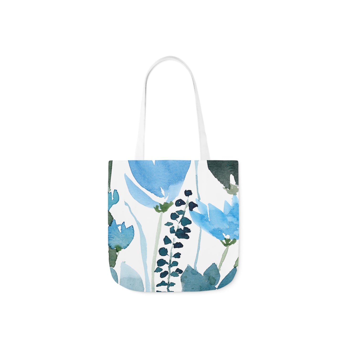 Watercolor Blue Foliage Canvas Tote Bag