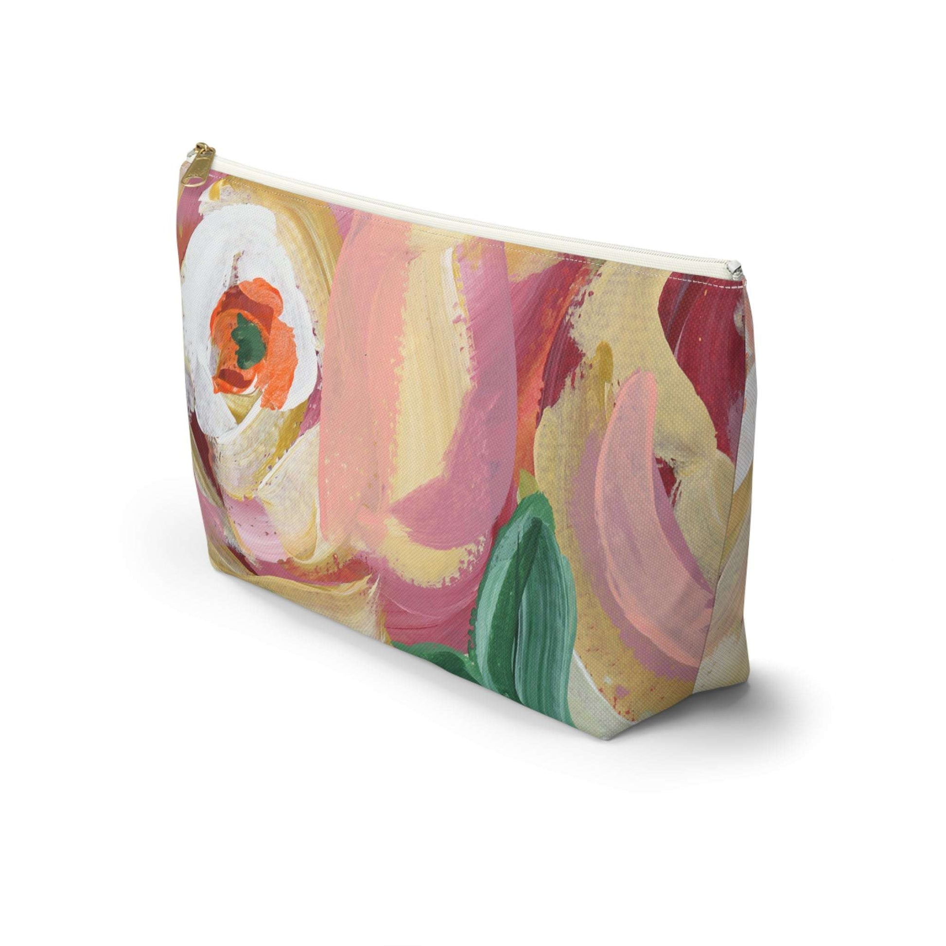 Bright Colorful Fun Abstract Art Cosmetic Makeup Bag in Pinks Corals