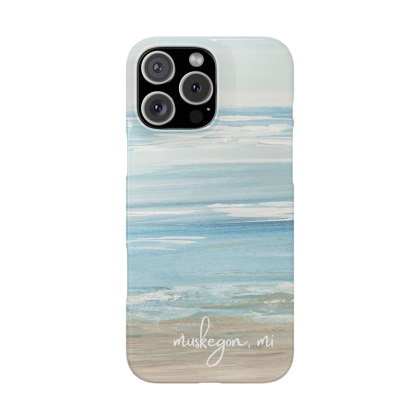 Lake Michigan Hand Painted, Muskegon Michigan Pere Marquette Beach: Slim Phone Cases