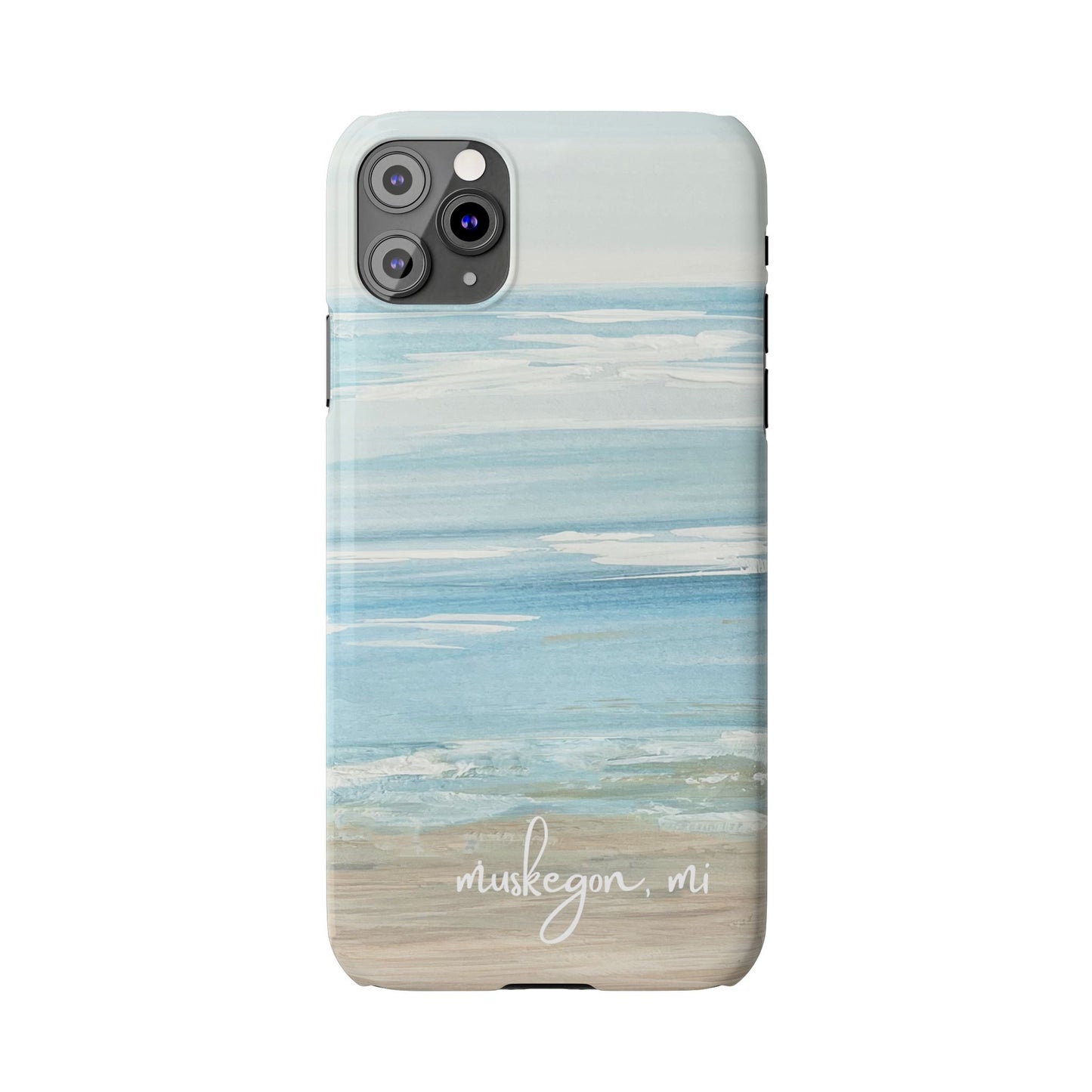 Lake Michigan Hand Painted, Muskegon Michigan Pere Marquette Beach: Slim Phone Cases