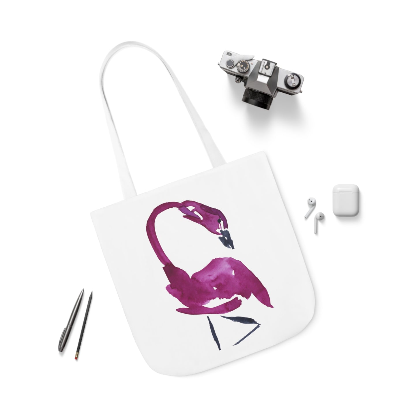 Watercolor Pink Flamingo Canvas Tote Bag