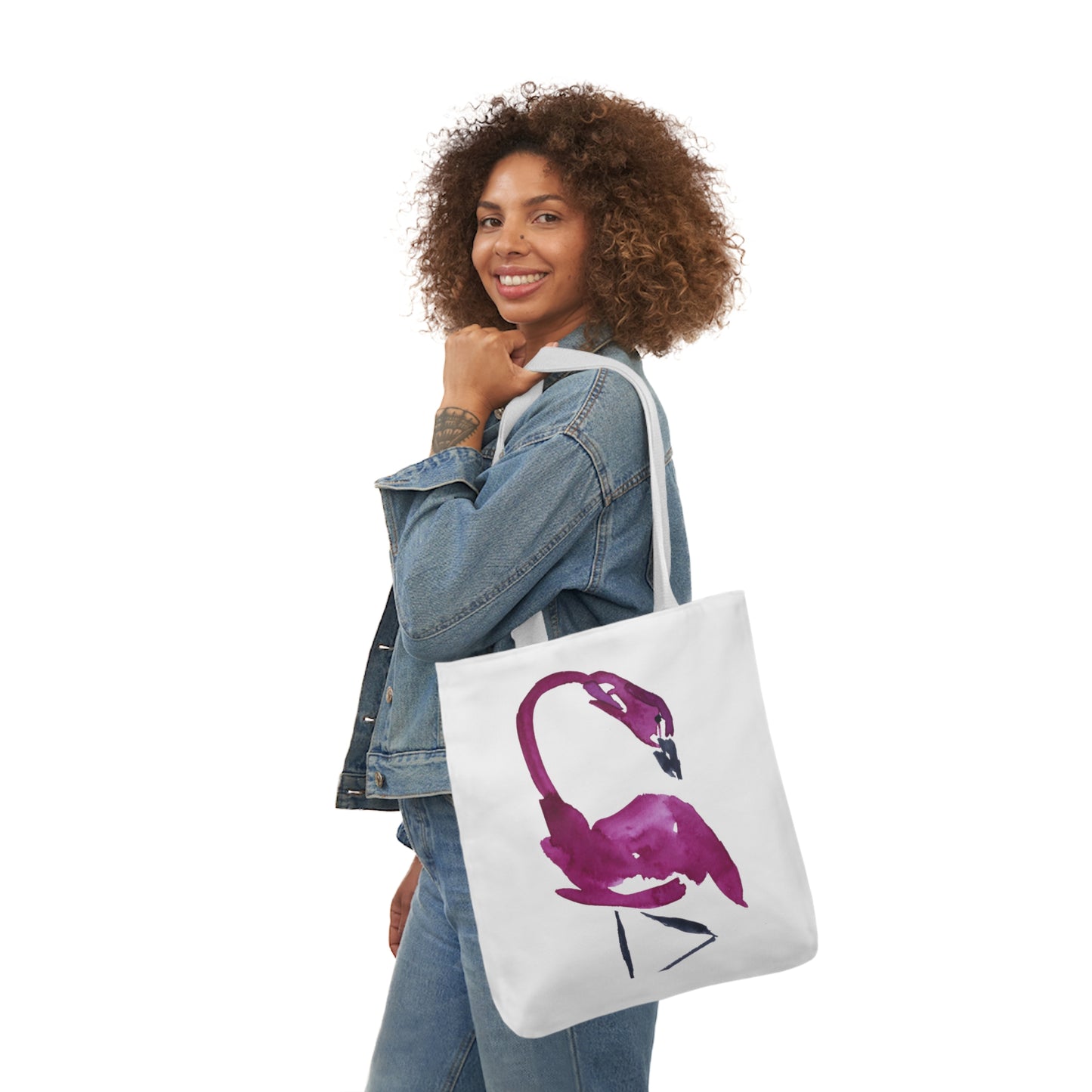Watercolor Pink Flamingo Canvas Tote Bag