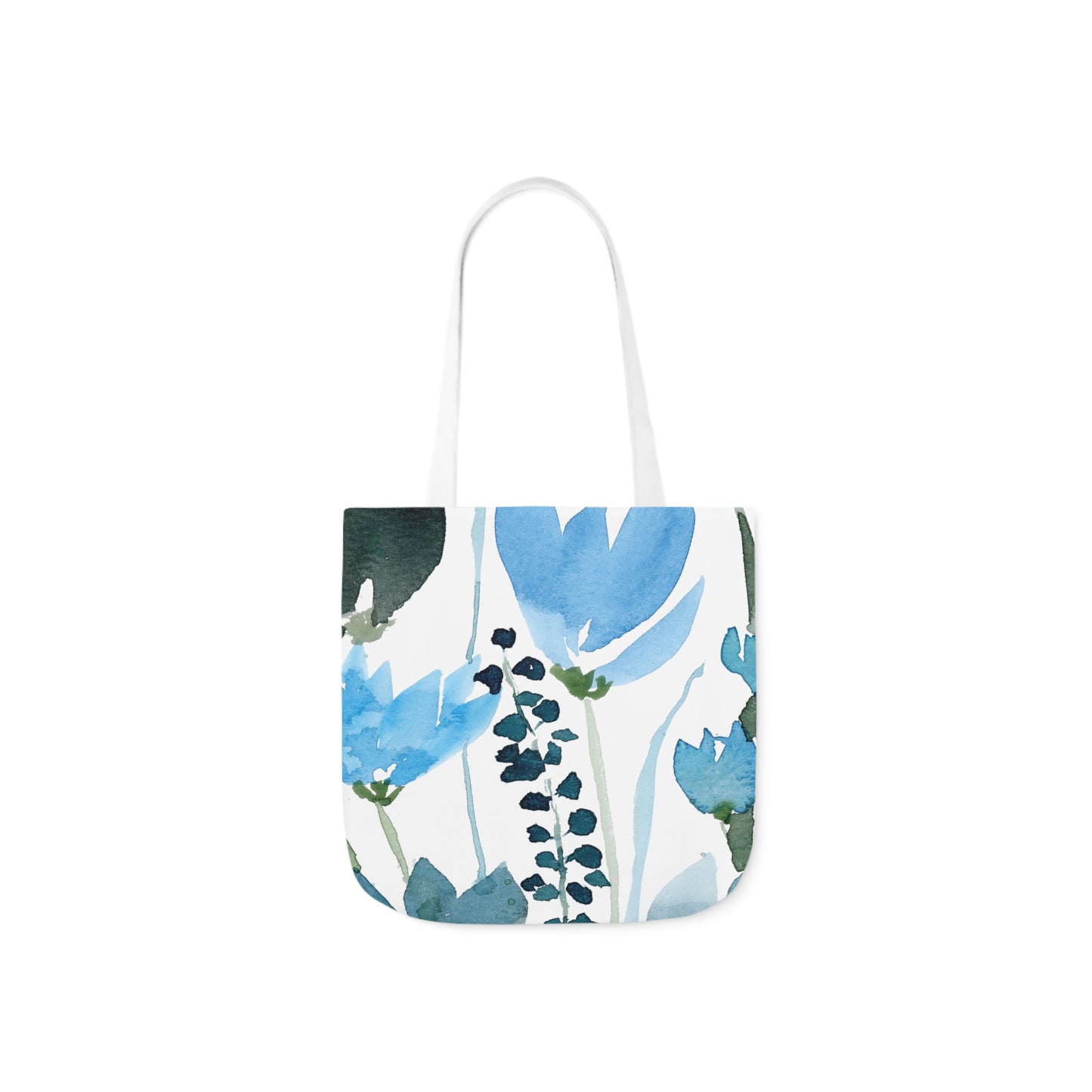 Watercolor Blue Foliage Canvas Tote Bag