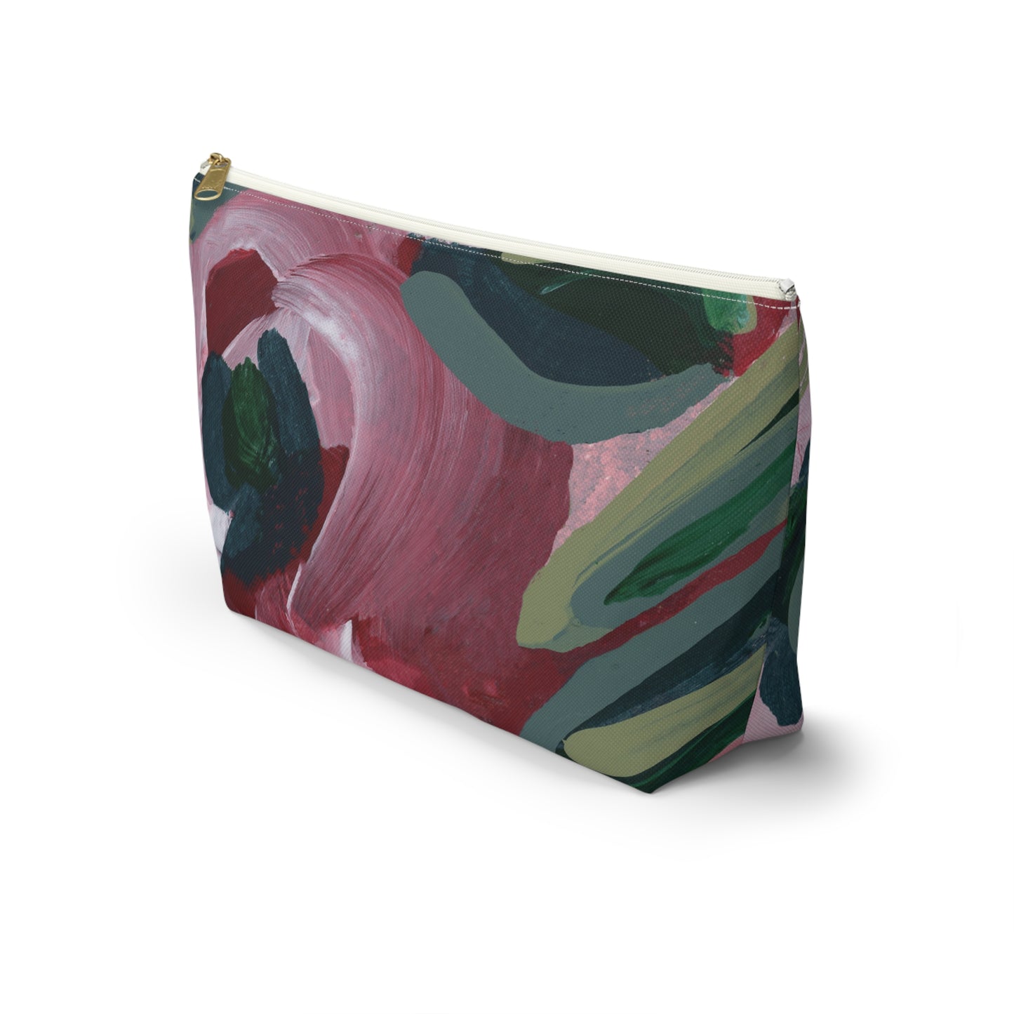 Burgundy Red Floral Cosmetic Travel Bag