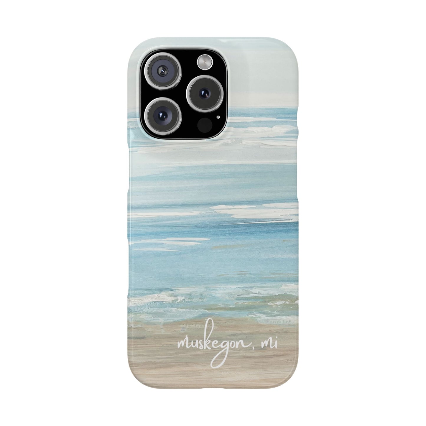 Lake Michigan Hand Painted, Muskegon Michigan Pere Marquette Beach: Slim Phone Cases