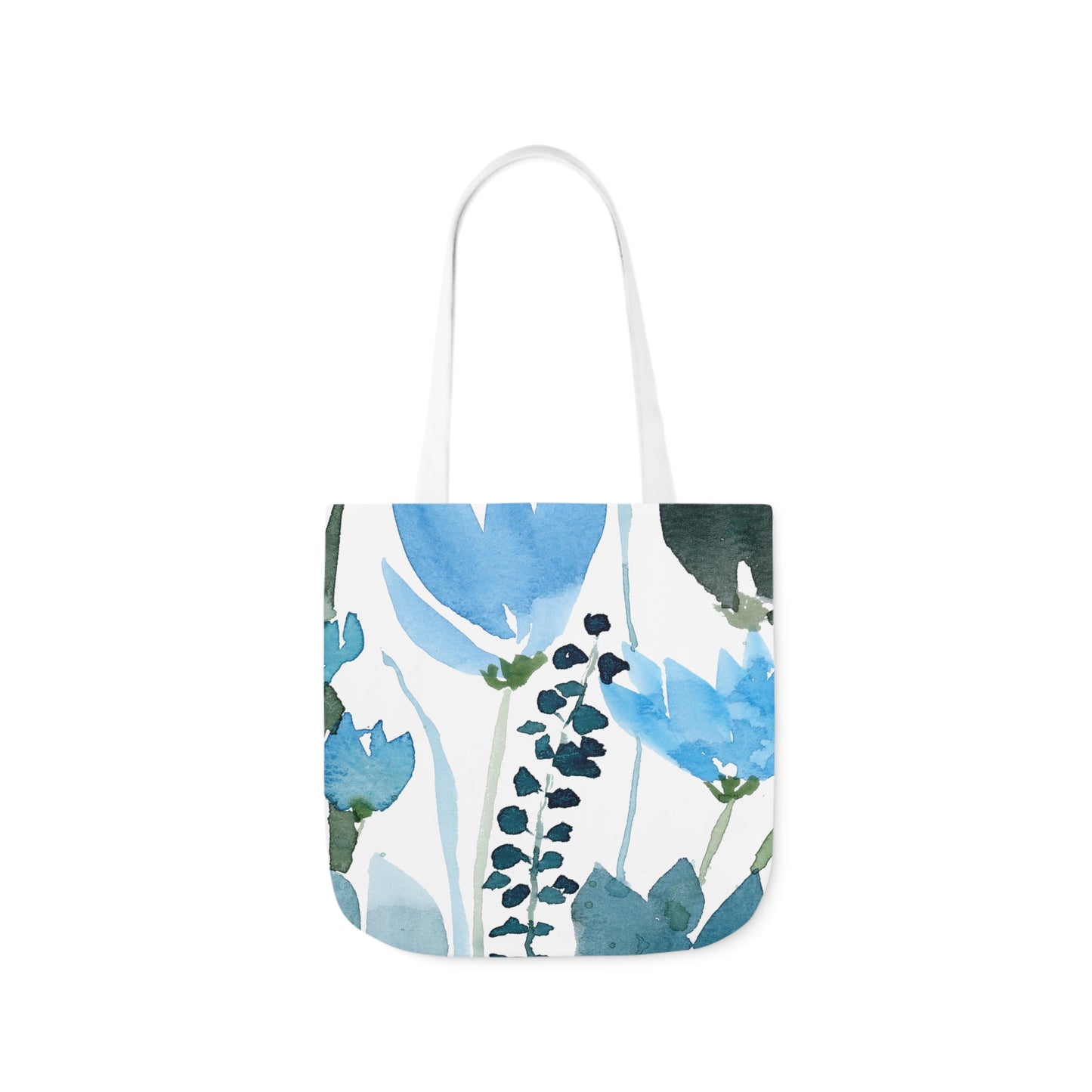 Watercolor Blue Foliage Canvas Tote Bag