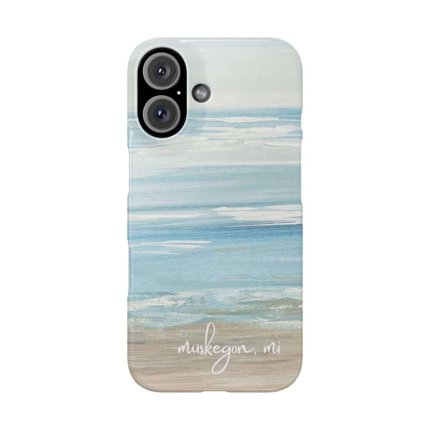 Lake Michigan Hand Painted, Muskegon Michigan Pere Marquette Beach: Slim Phone Cases