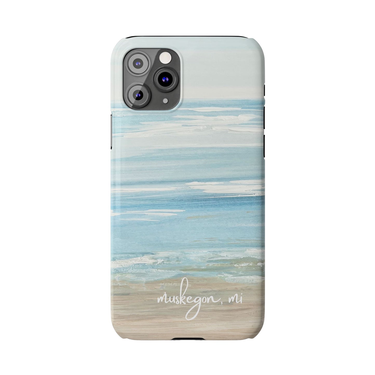 Lake Michigan Hand Painted, Muskegon Michigan Pere Marquette Beach: Slim Phone Cases
