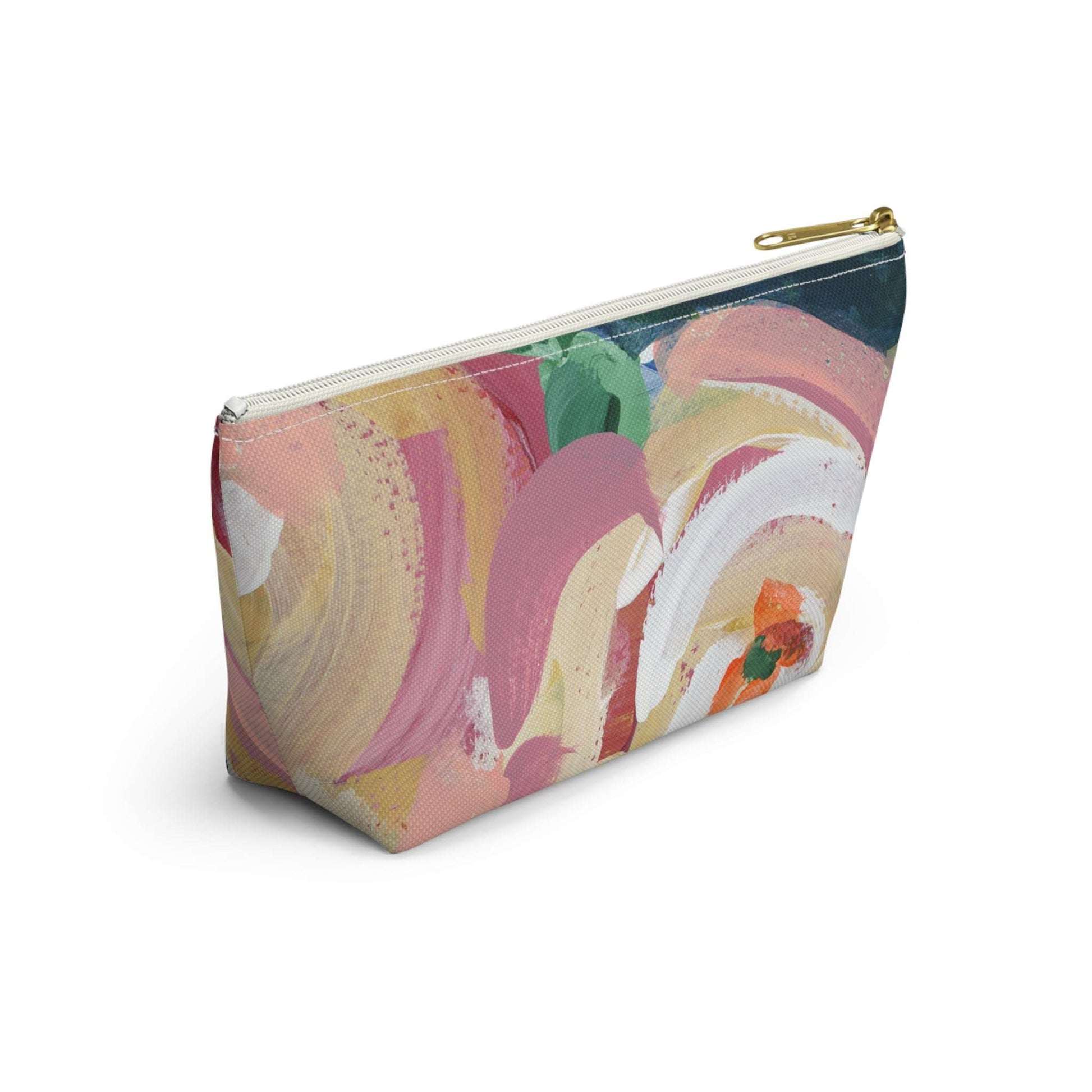 Bright Colorful Fun Abstract Art Cosmetic Makeup Bag in Pinks Corals