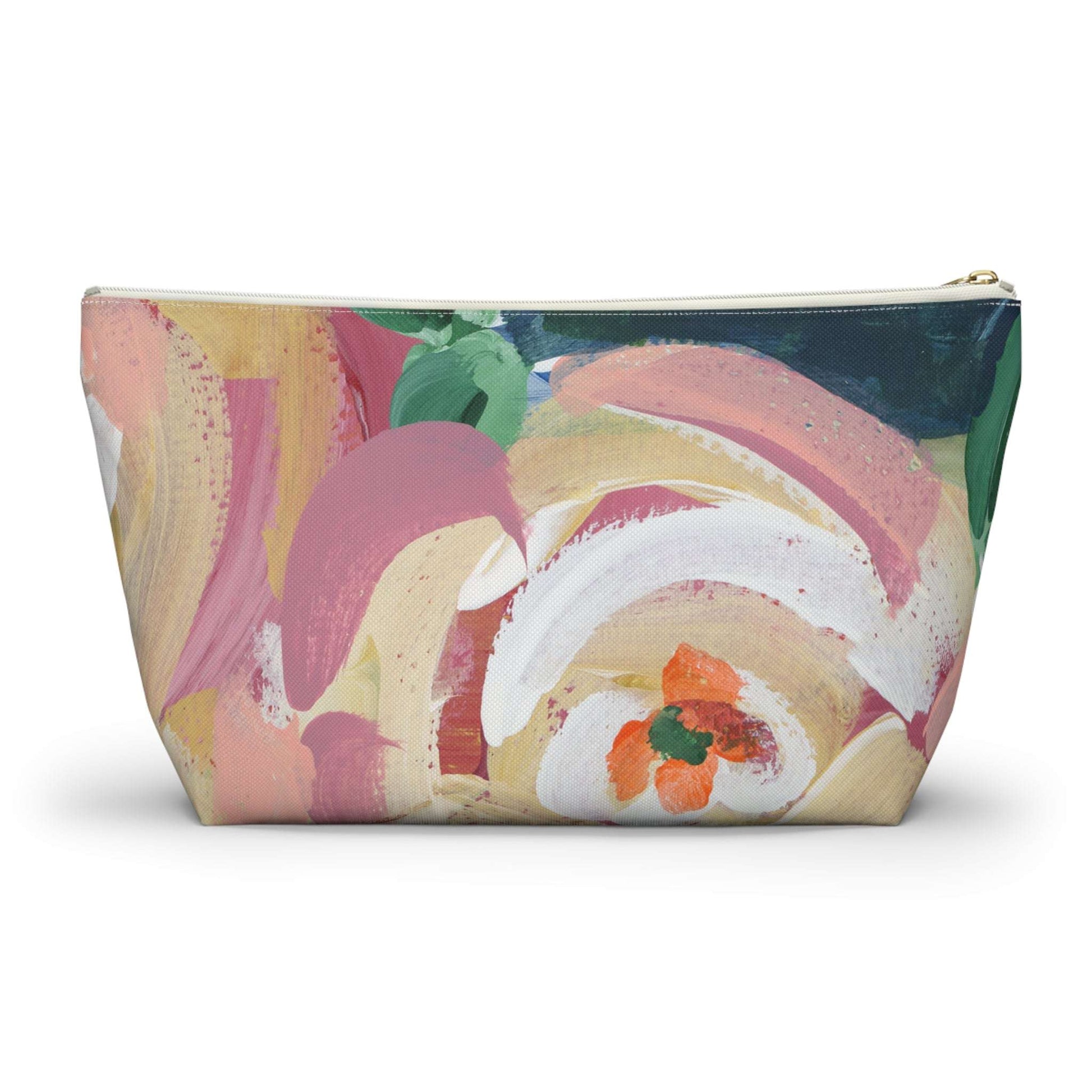 Bright Colorful Fun Abstract Art Cosmetic Makeup Bag in Pinks Corals