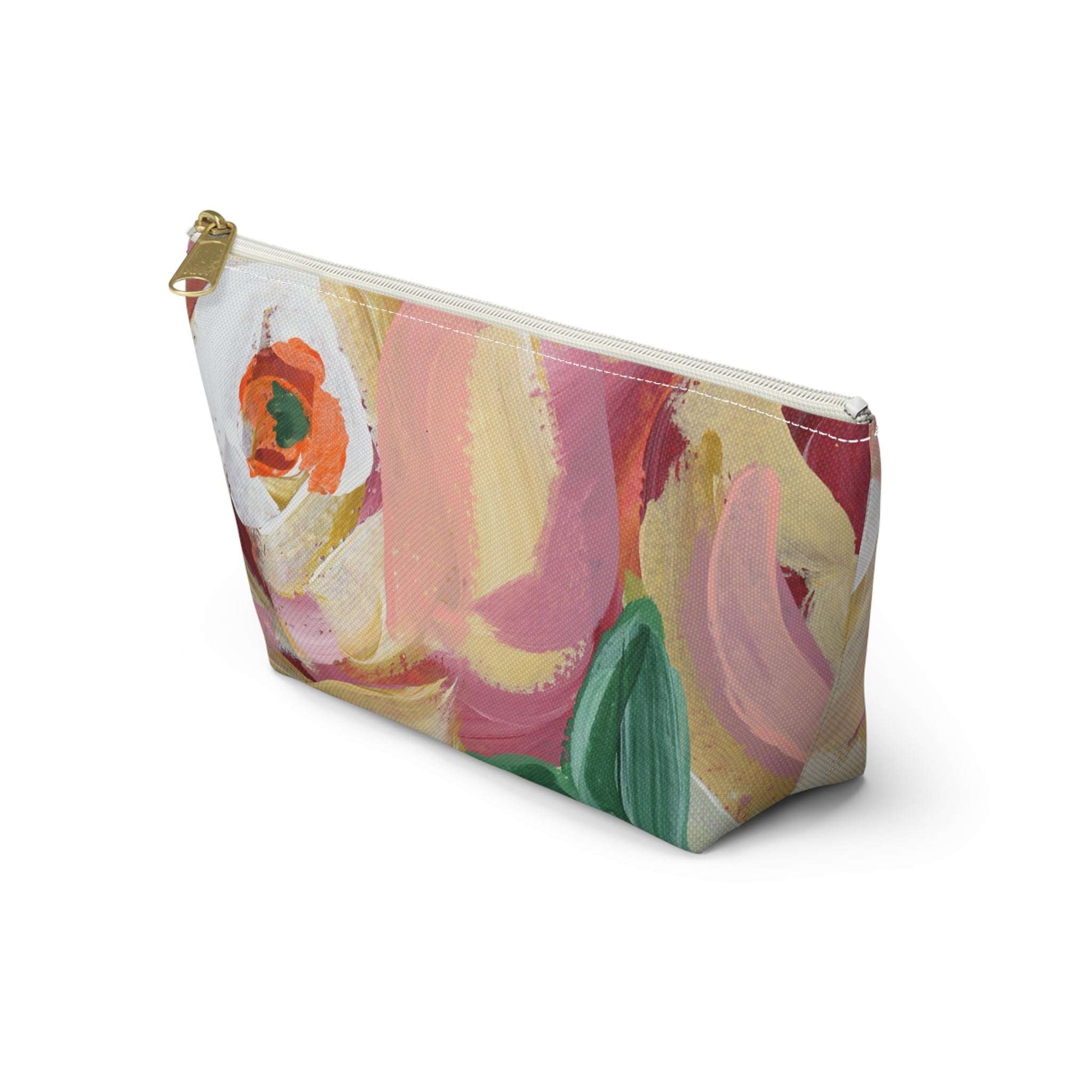 Bright Colorful Fun Abstract Art Cosmetic Makeup Bag in Pinks Corals