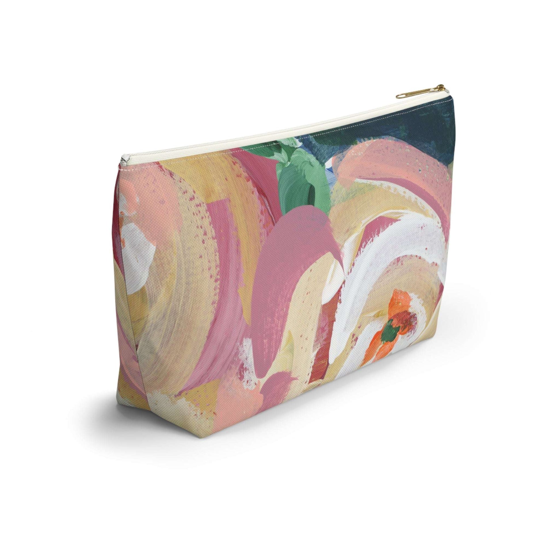 Bright Colorful Fun Abstract Art Cosmetic Makeup Bag in Pinks Corals