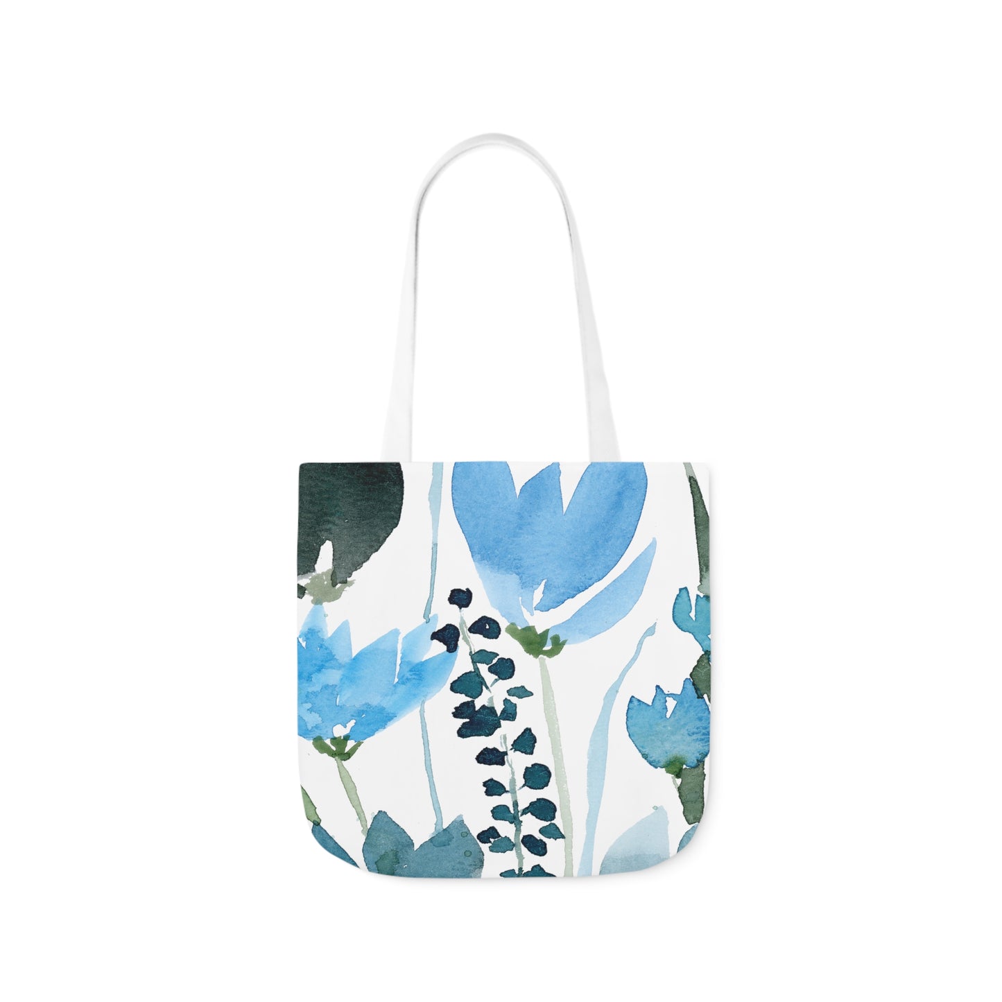 Watercolor Blue Foliage Canvas Tote Bag