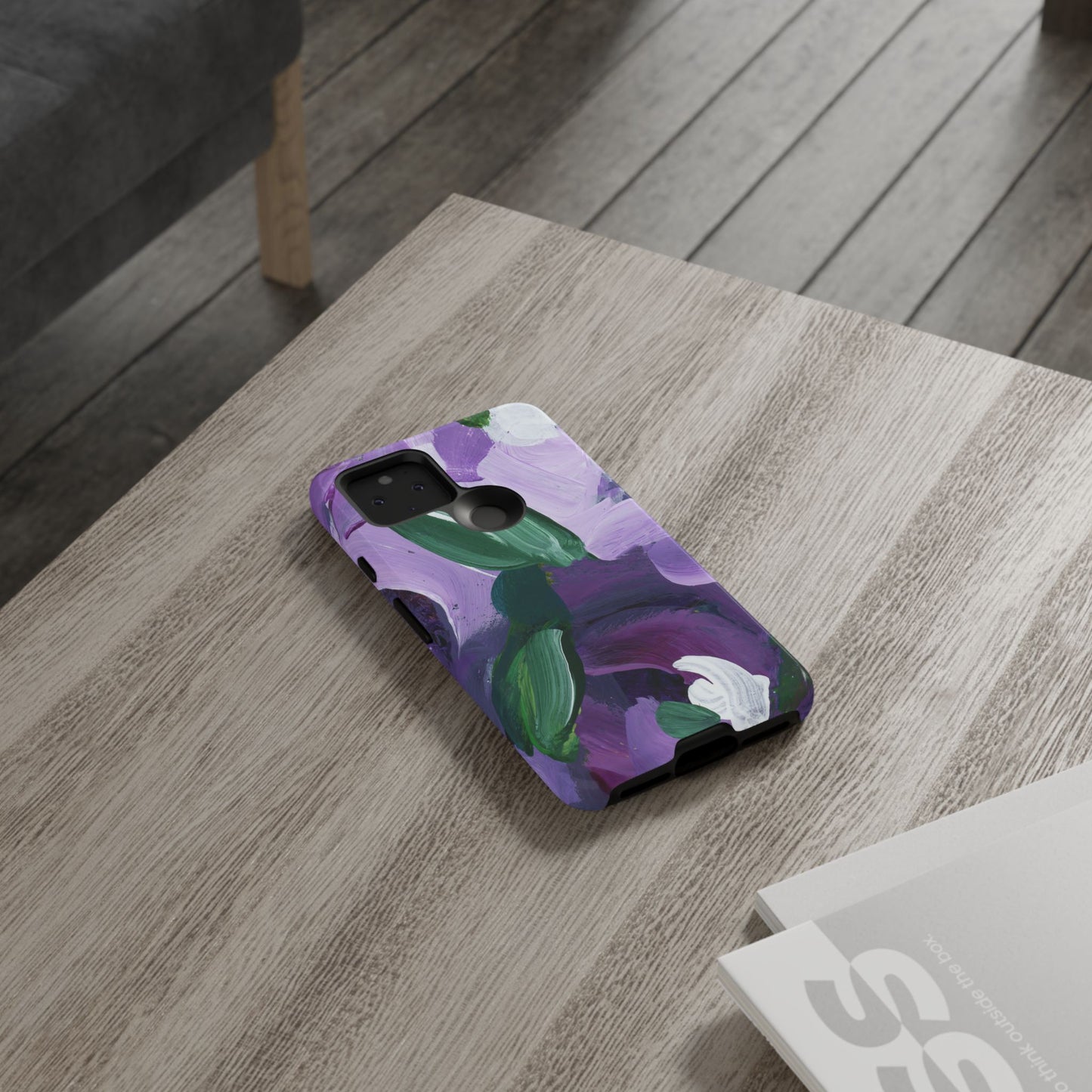 Purple Flowers Hand Painted Abstract Colorful Case: Impact-Resistant Phone Cases