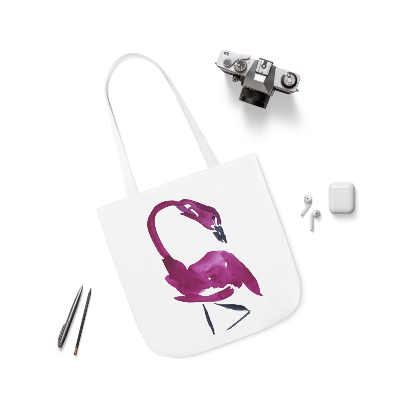 Watercolor Pink Flamingo Canvas Tote Bag