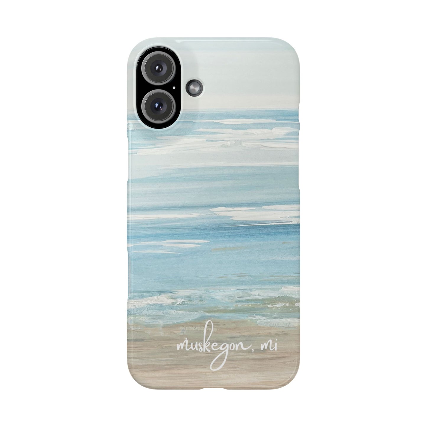 Lake Michigan Hand Painted, Muskegon Michigan Pere Marquette Beach: Slim Phone Cases