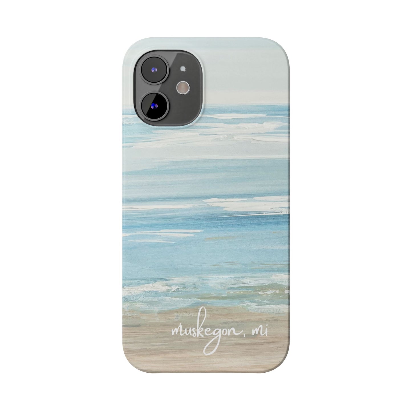 Lake Michigan Hand Painted, Muskegon Michigan Pere Marquette Beach: Slim Phone Cases