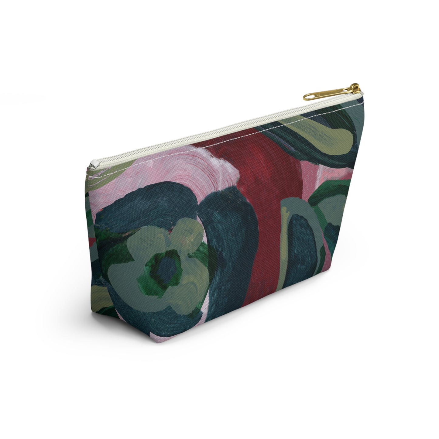 Burgundy Red Floral Cosmetic Travel Bag
