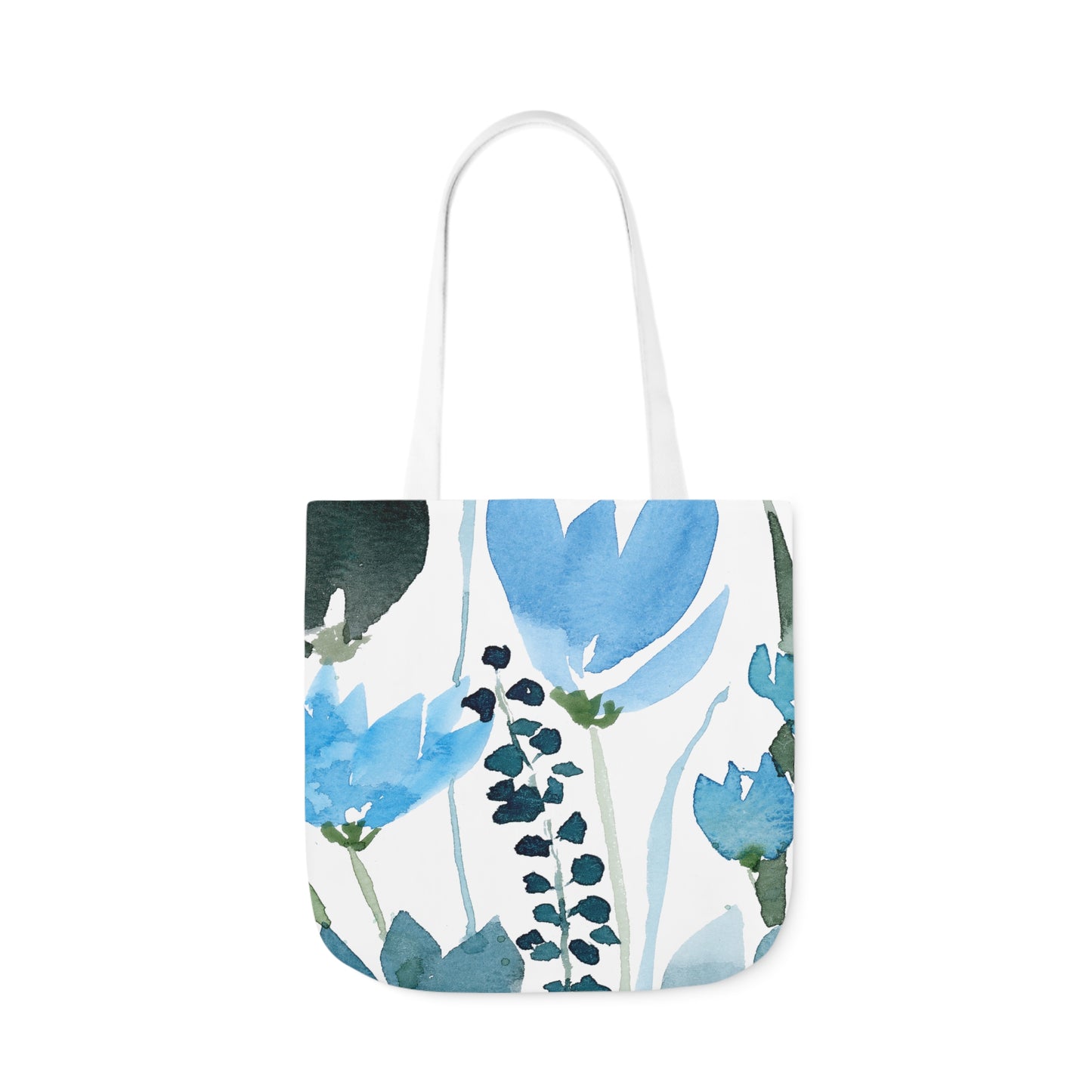 Watercolor Blue Foliage Canvas Tote Bag