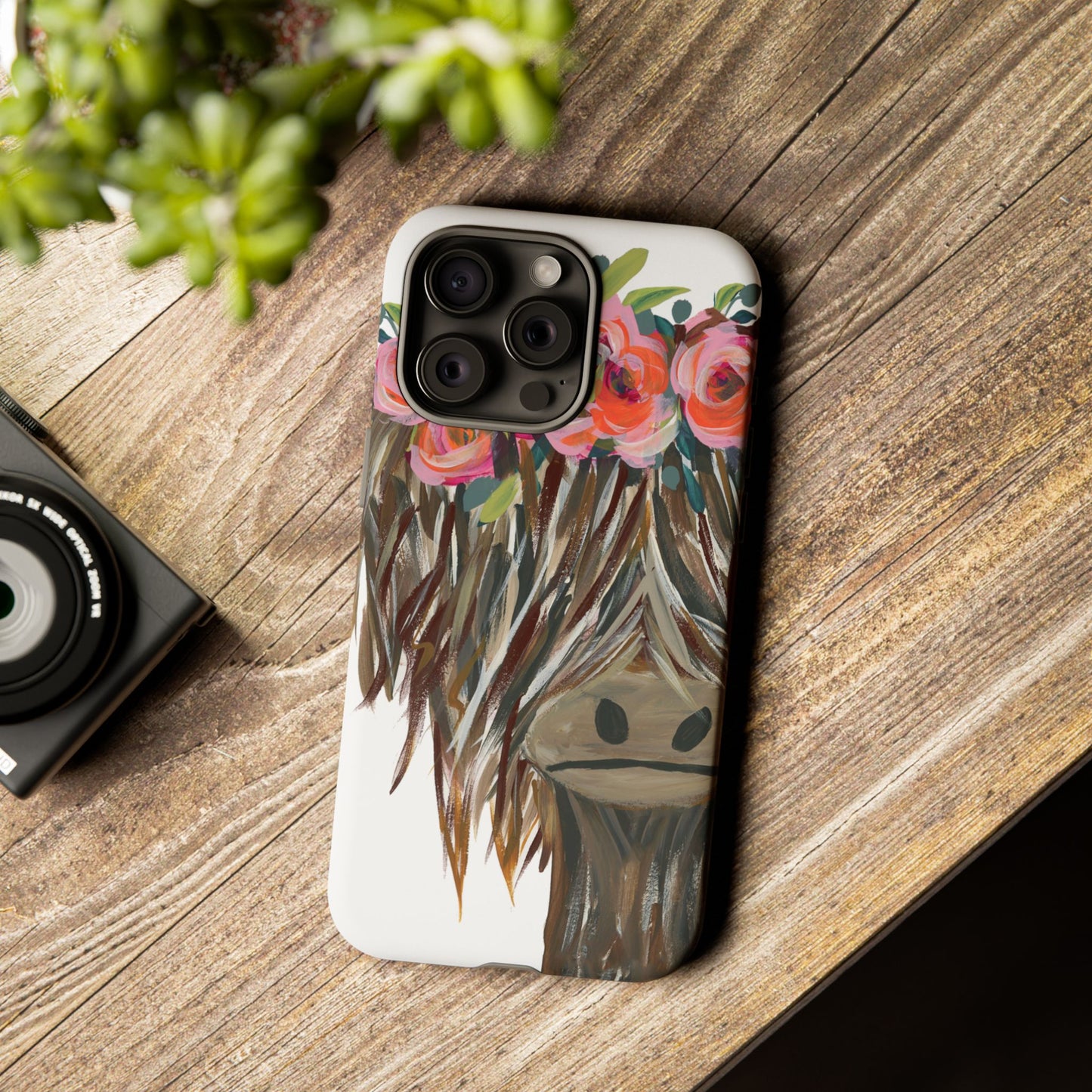 Highland Cow Hand Painted Cute Phone Case - Tough Cases