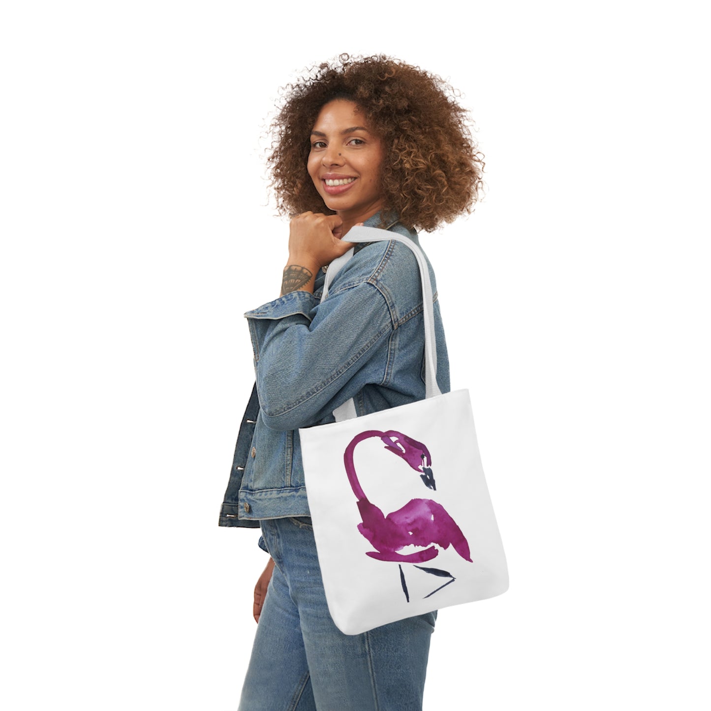 Watercolor Pink Flamingo Canvas Tote Bag