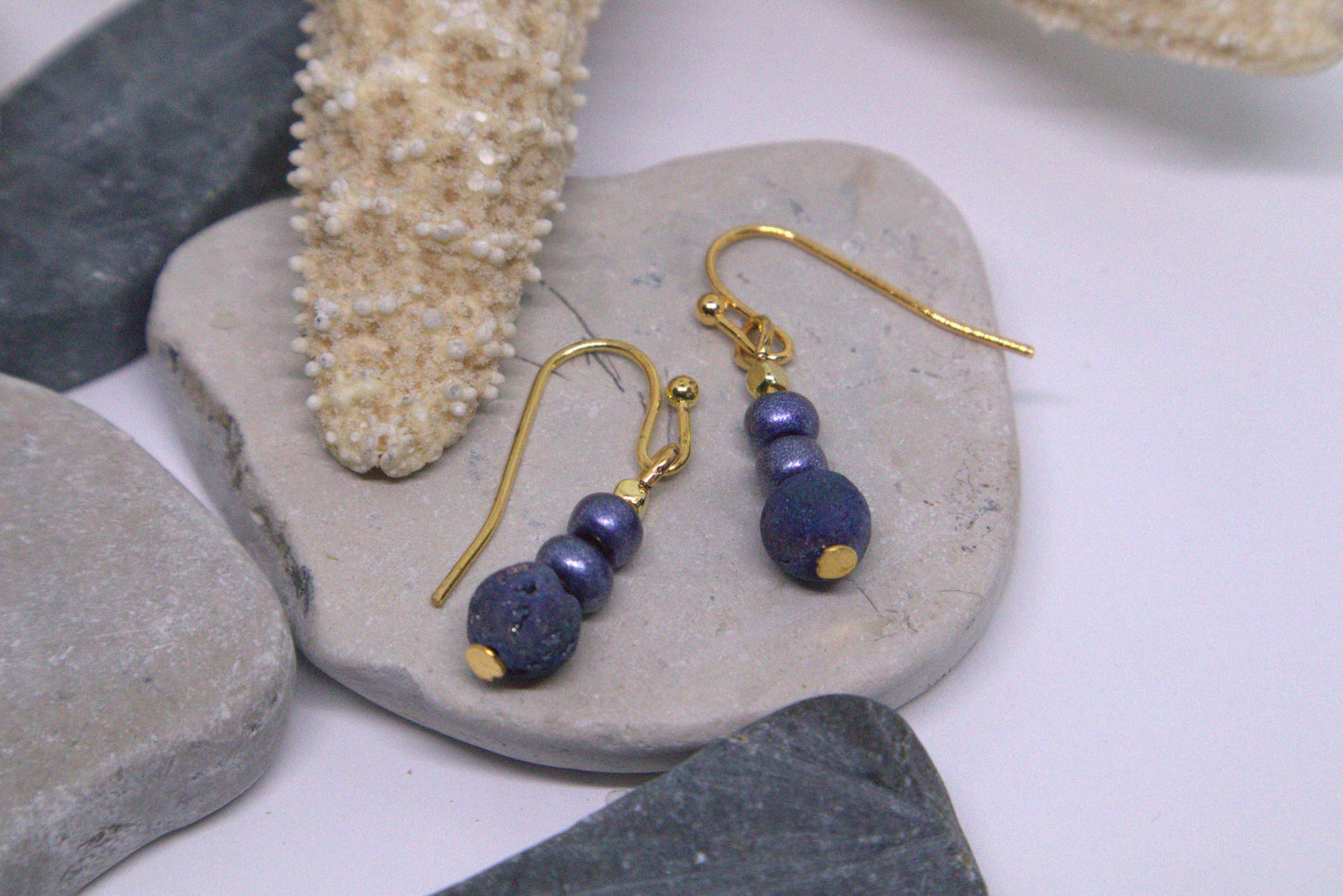 violet lavender bead earrings