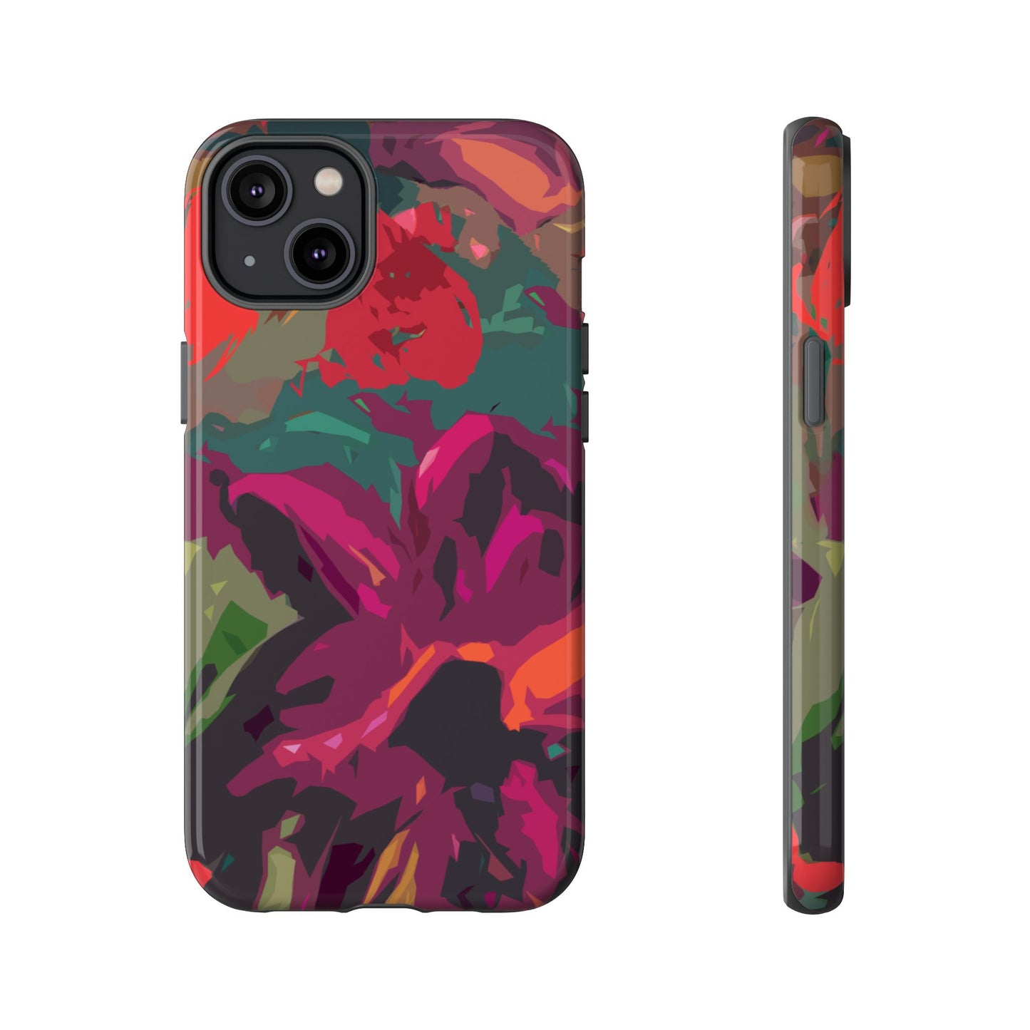 Hand Painted Abstract Colorful Burgundy Teal Orange Red Impact-Resistant Phone Cases