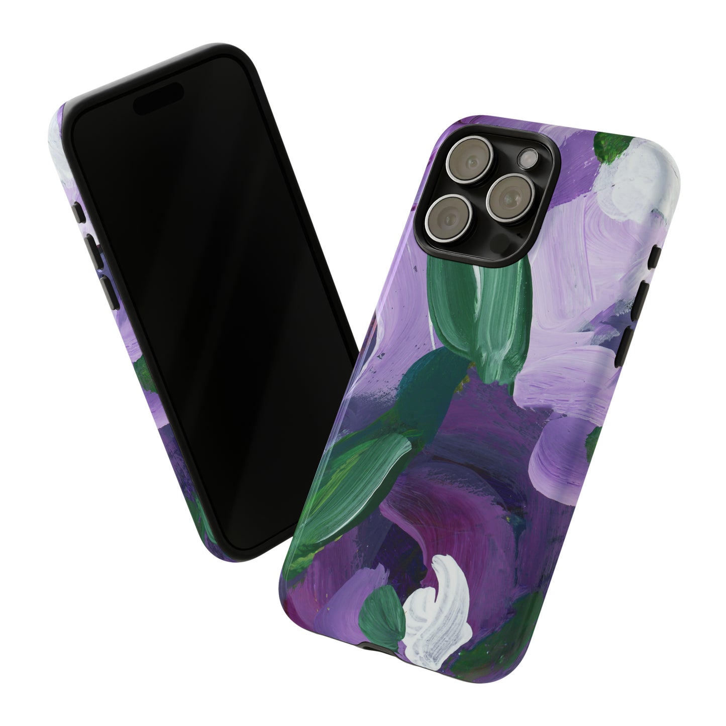 Purple Flowers Hand Painted Abstract Colorful Case: Impact-Resistant Phone Cases