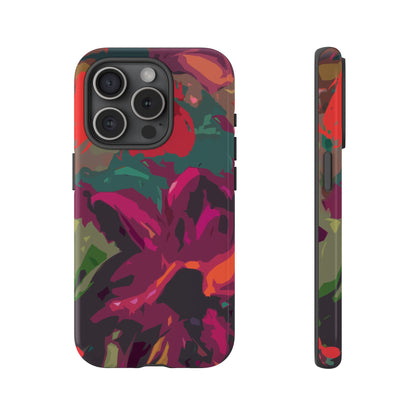 Hand Painted Abstract Colorful Burgundy Teal Orange Red Impact-Resistant Phone Cases