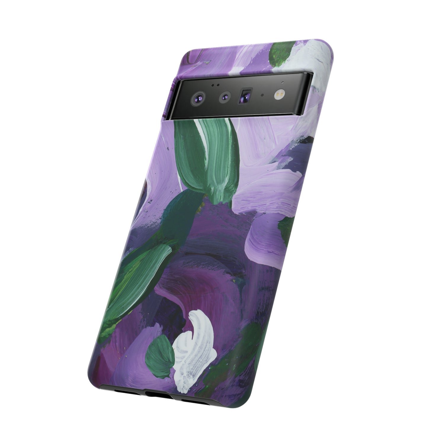 Purple Flowers Hand Painted Abstract Colorful Case: Impact-Resistant Phone Cases