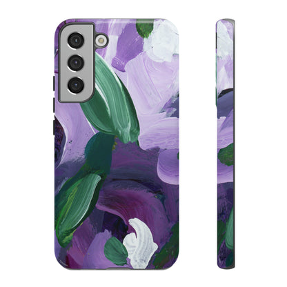 Purple Flowers Hand Painted Abstract Colorful Case: Impact-Resistant Phone Cases