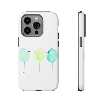 3 Watercolor Quirky Birds Hand Painted Phone Case - Tough Case