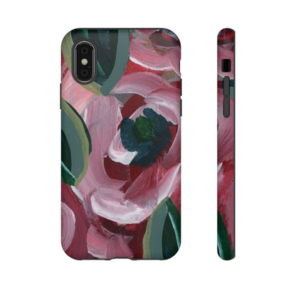 Burgundy Red Floral Hand Painted Abstract Colorful Case: Impact-Resistant Phone Cases