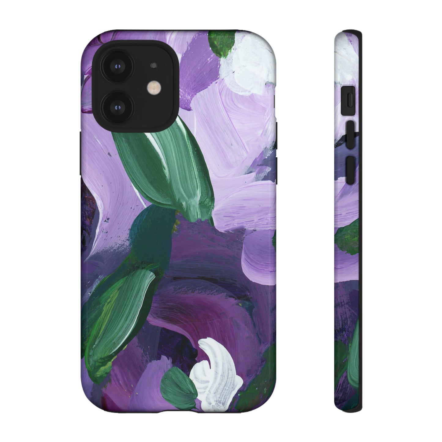 Purple Flowers Hand Painted Abstract Colorful Case: Impact-Resistant Phone Cases