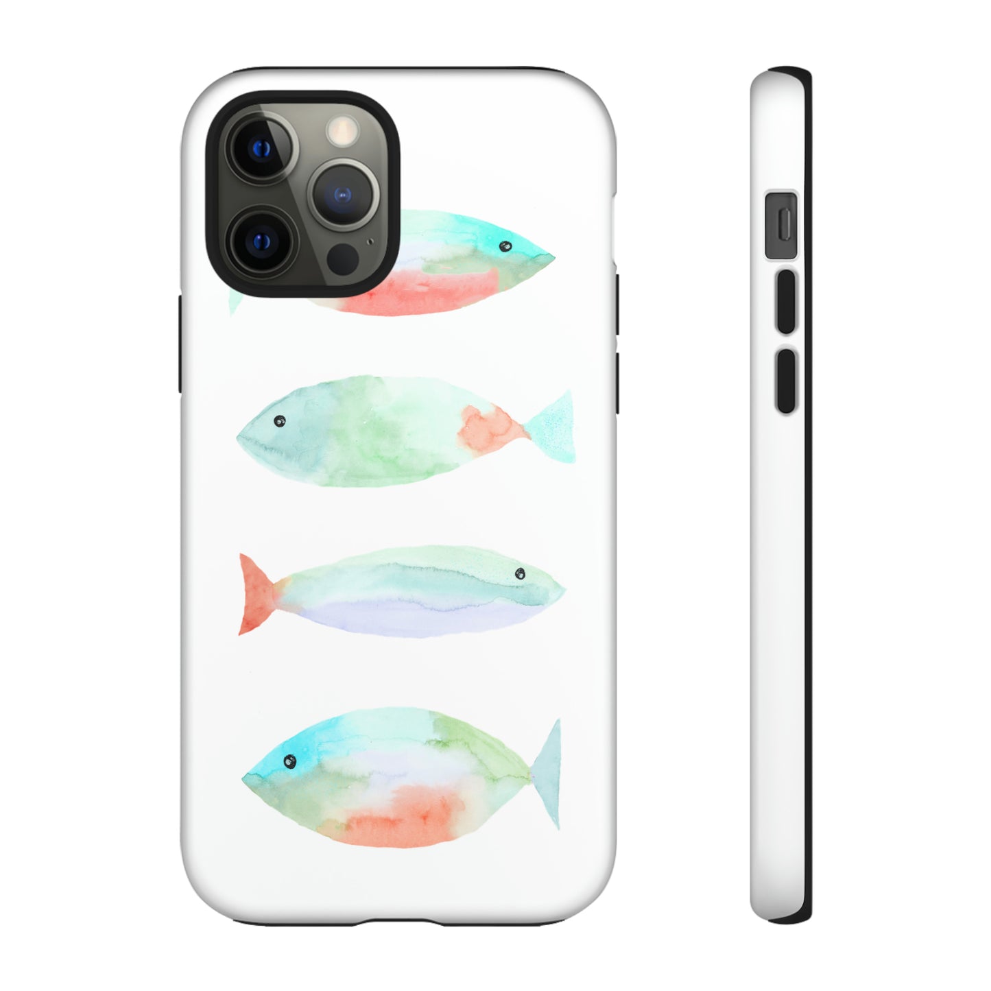 4 Watercolor Fish Hand Painted Cute Phone Case - Tough Case