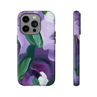 Purple Flowers Hand Painted Abstract Colorful Case: Impact-Resistant Phone Cases