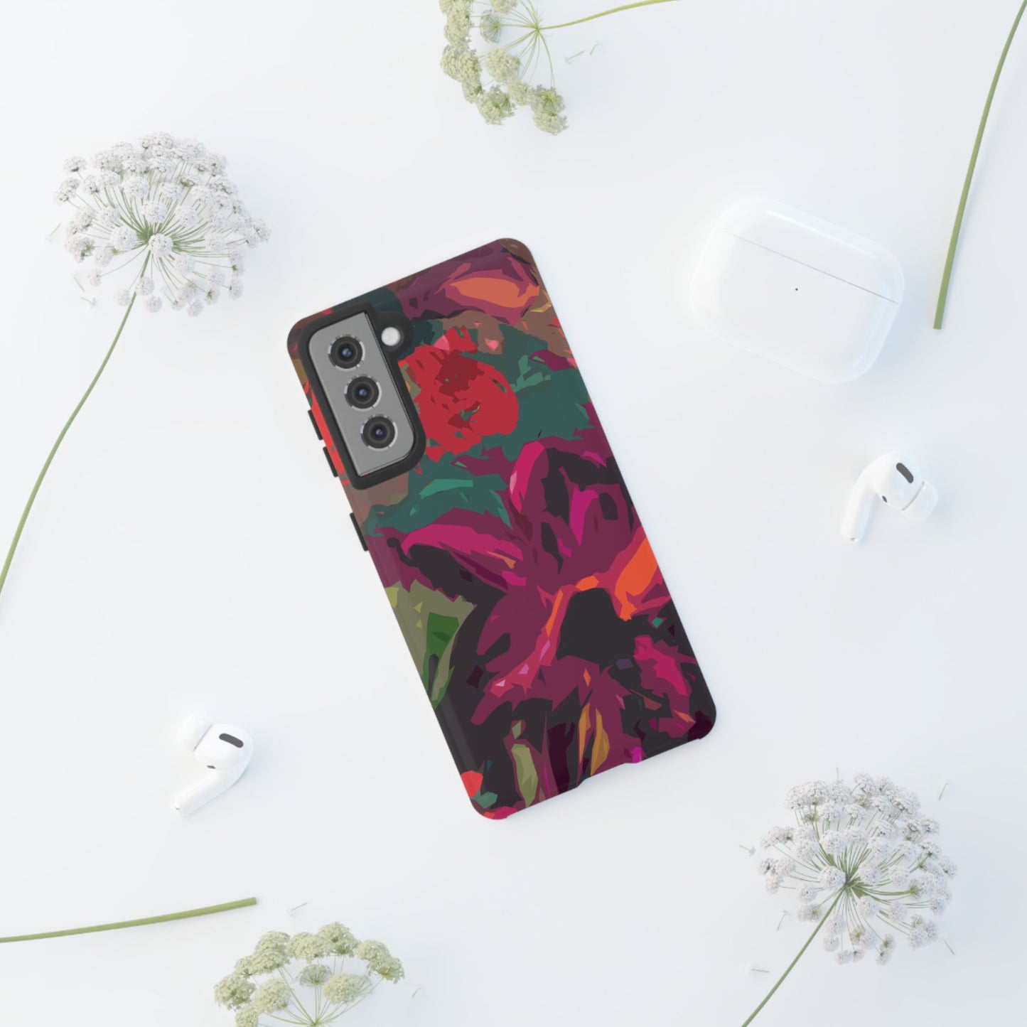 Hand Painted Abstract Colorful Burgundy Teal Orange Red Impact-Resistant Phone Cases