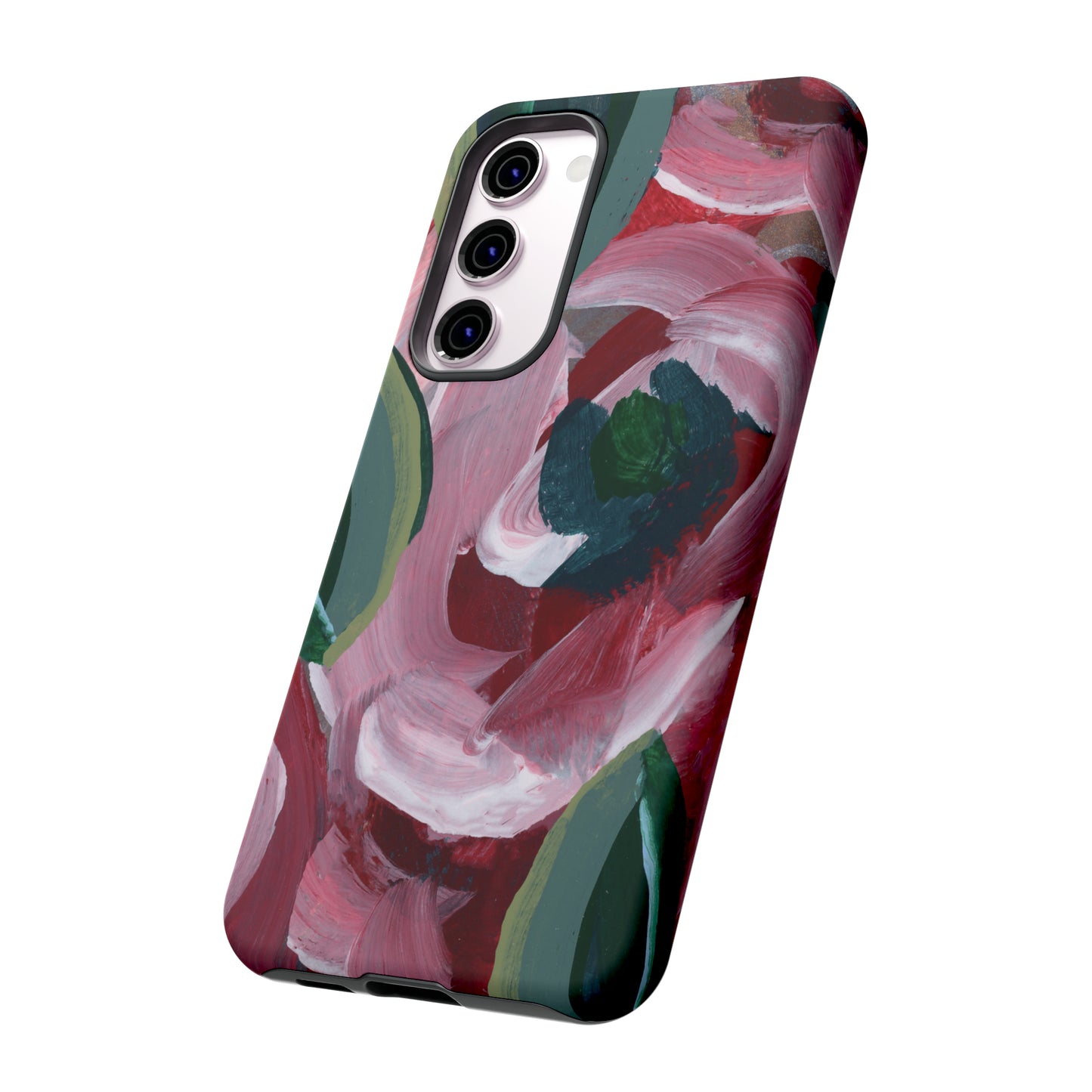 Burgundy Red Floral Hand Painted Abstract Colorful Case: Impact-Resistant Phone Cases