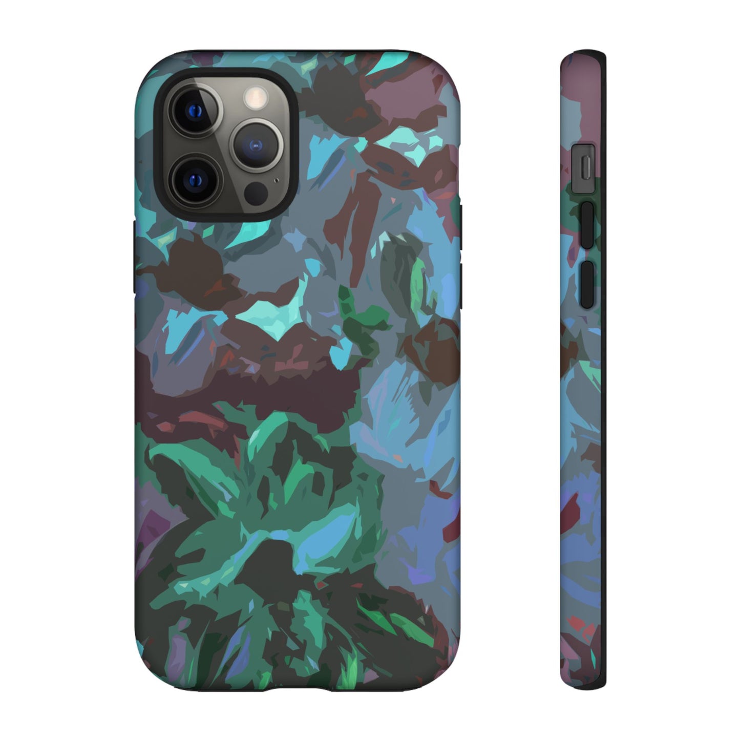 Hand Painted Abstract Colorful Teal Purple Green: Impact-Resistant Phone Case