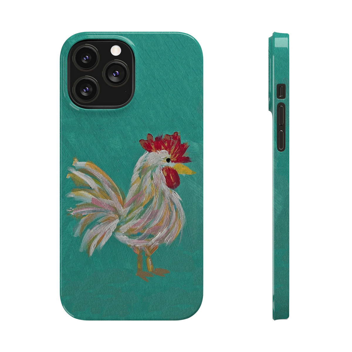 Phone Case hand painted chicken rooster digitized