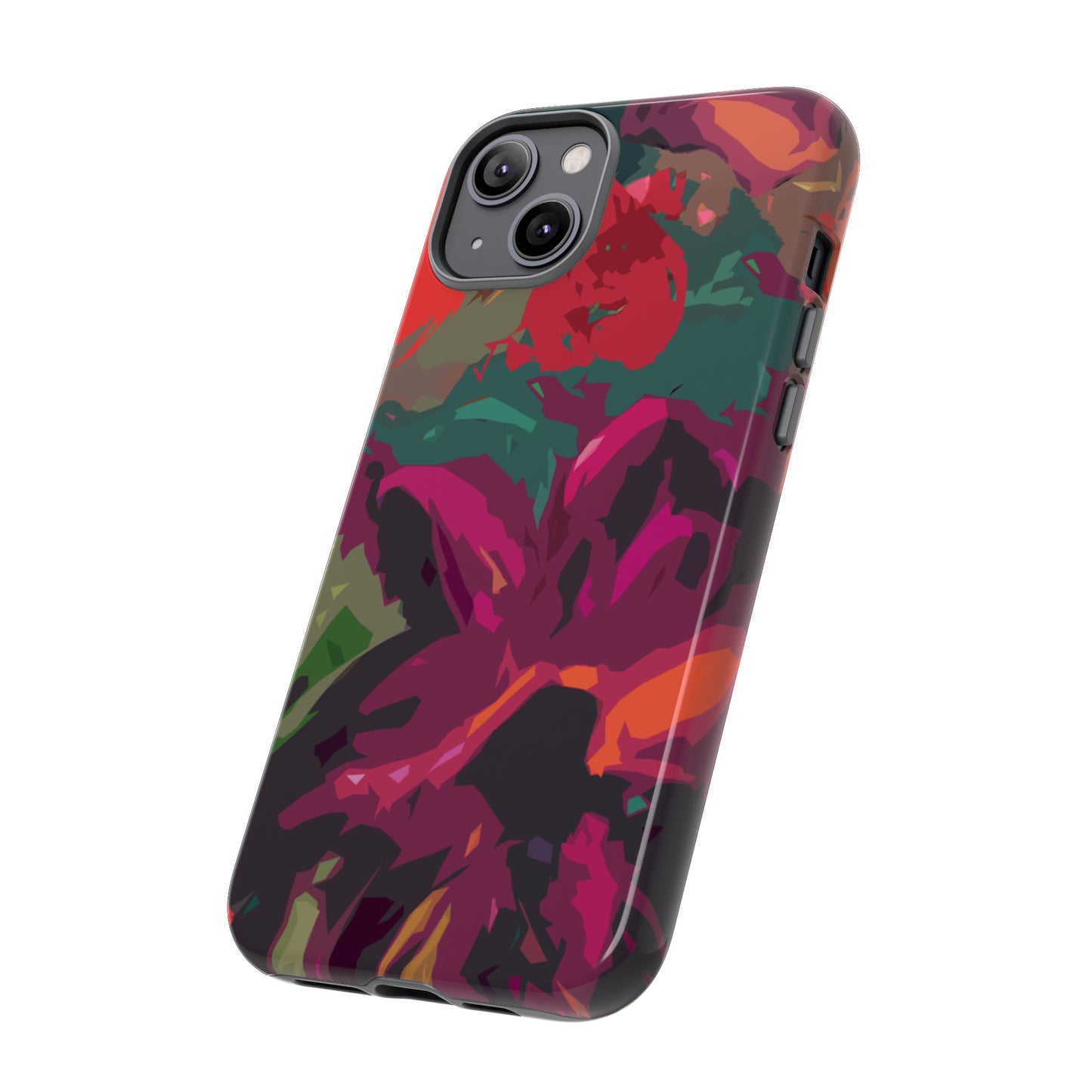 Hand Painted Abstract Colorful Burgundy Teal Orange Red Impact-Resistant Phone Cases