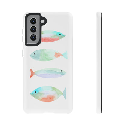 4 Watercolor Fish Hand Painted Cute Phone Case - Tough Case