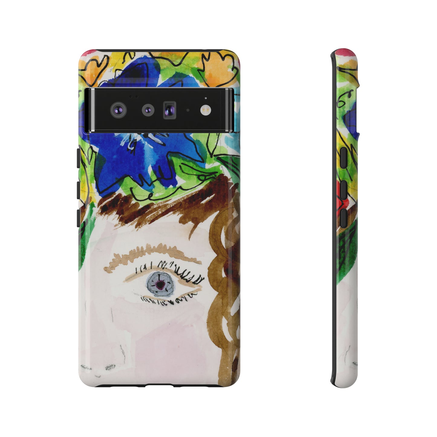 Vera | Hand Painted Girl with Flowers Headdress Colorful Case: Impact-Resistant Phone Cases