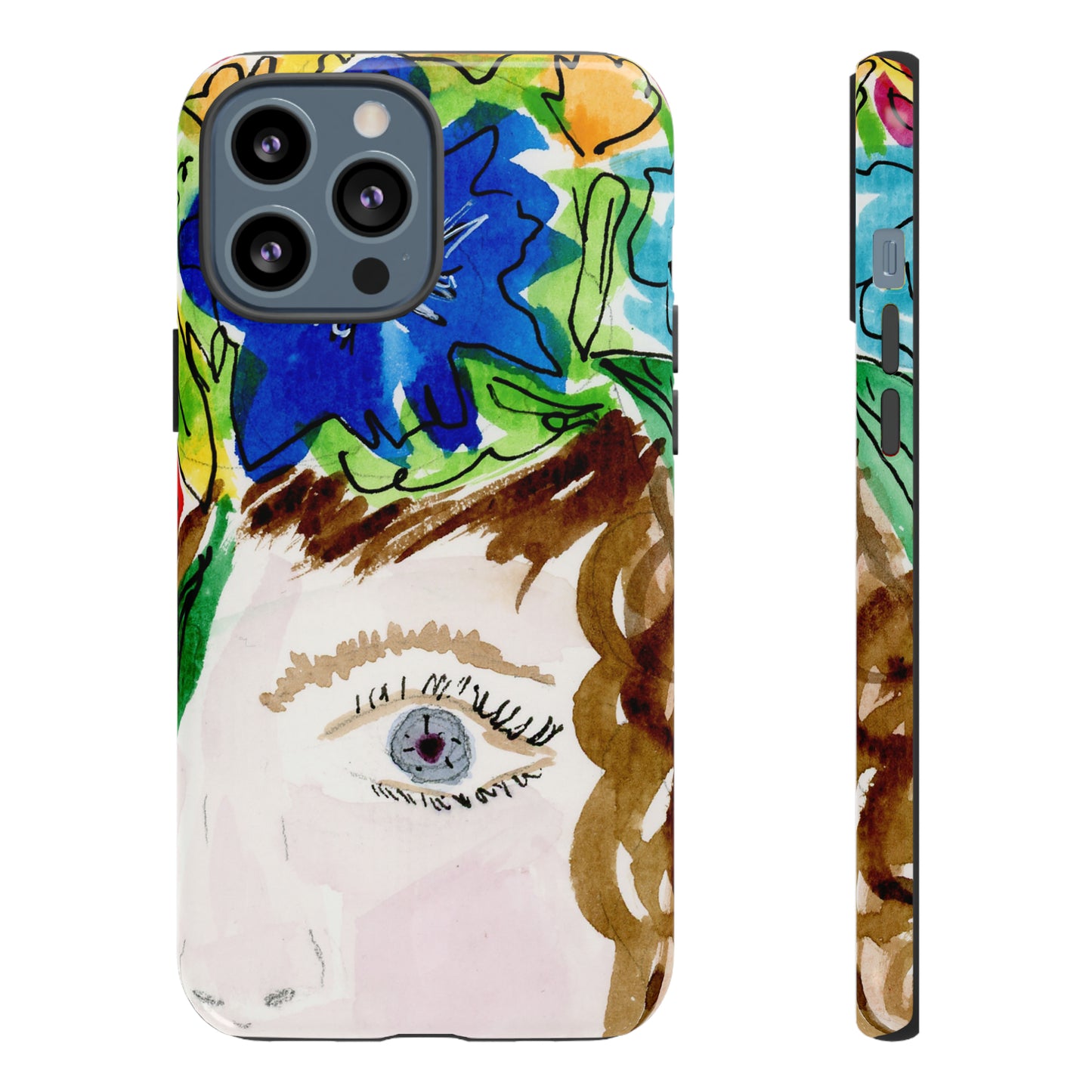 Vera | Hand Painted Girl with Flowers Headdress Colorful Case: Impact-Resistant Phone Cases