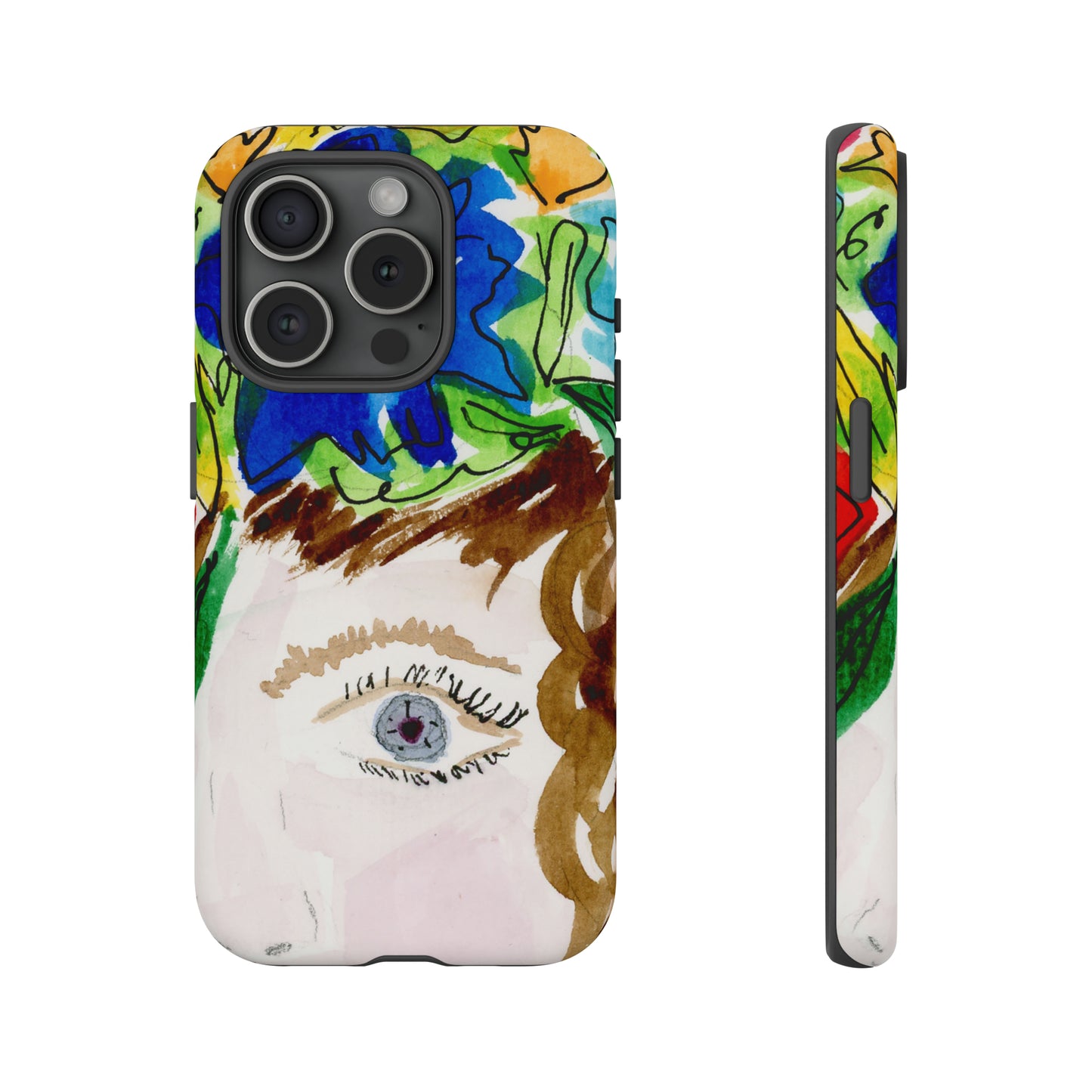 Vera | Hand Painted Girl with Flowers Headdress Colorful Case: Impact-Resistant Phone Cases