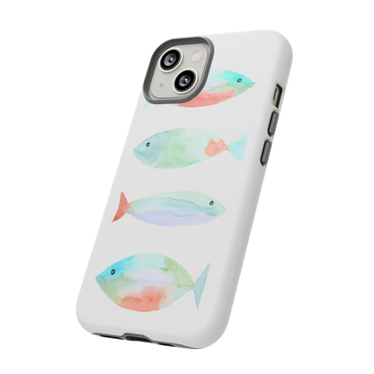 4 Watercolor Fish Hand Painted Cute Phone Case - Tough Case