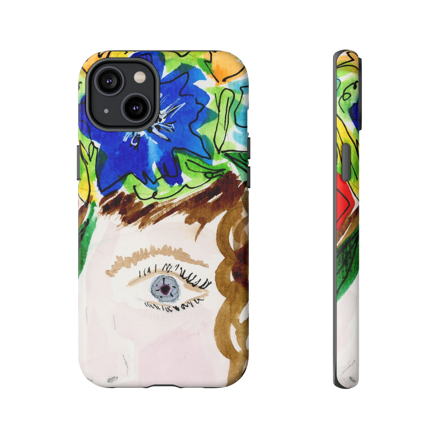 Vera | Hand Painted Girl with Flowers Headdress Colorful Case: Impact-Resistant Phone Cases