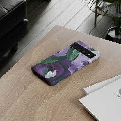 Purple Flowers Hand Painted Abstract Colorful Case: Impact-Resistant Phone Cases