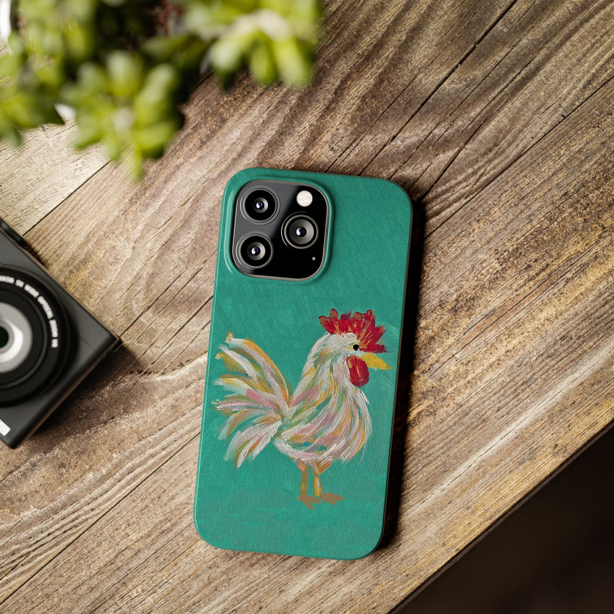 Phone Case hand painted chicken rooster digitized