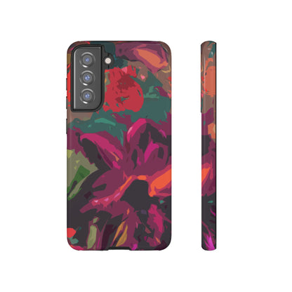 Hand Painted Abstract Colorful Burgundy Teal Orange Red Impact-Resistant Phone Cases